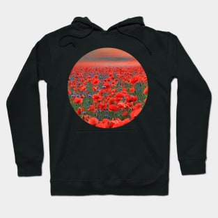 Red Poppies All Around Hoodie